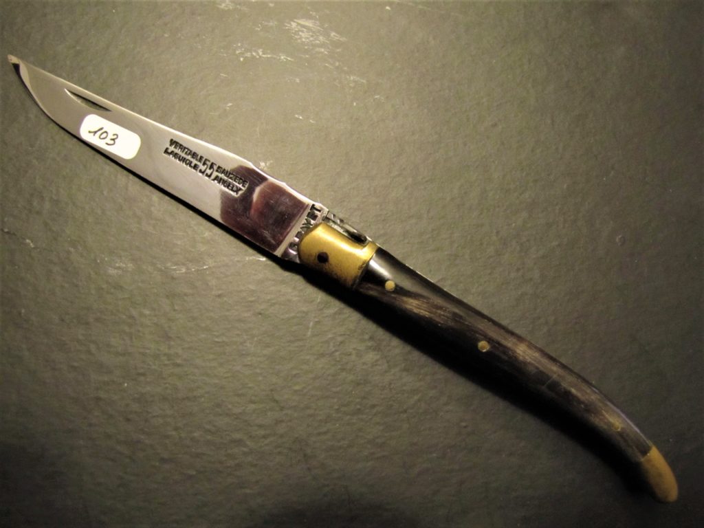 Couteau pliant Laguiole 12 cm Double platine Damas - Frêne